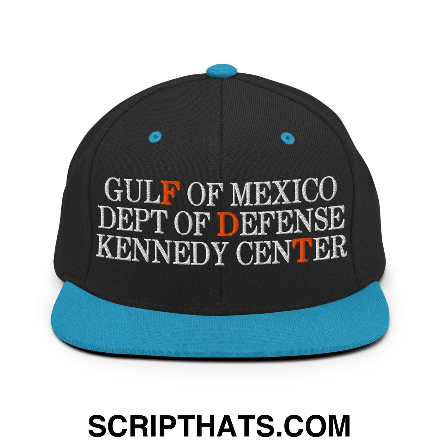 FDT Gulf of Mexico Dept of Defense Kennedy Center Embroidered Flat Bill Brim Snapback Hat Black Teal