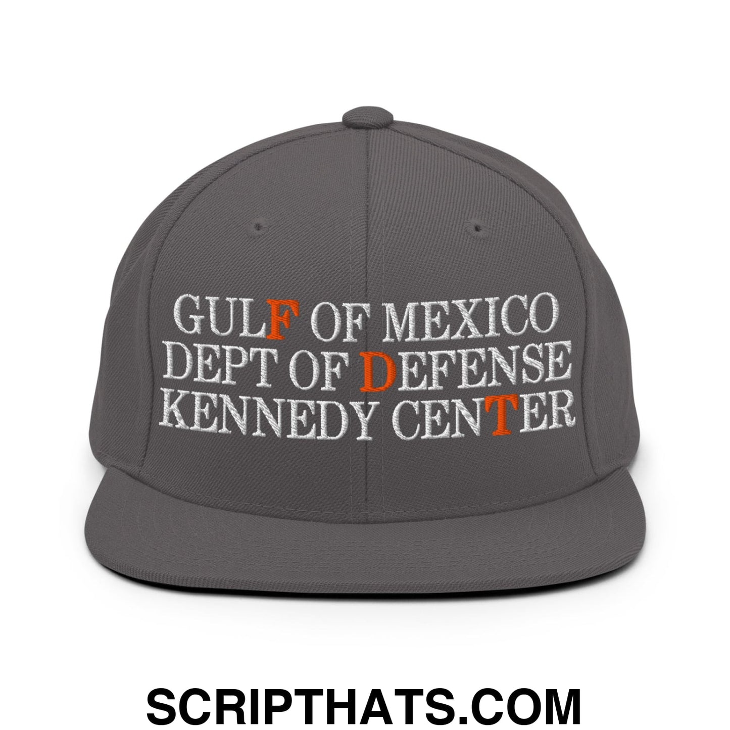 FDT Gulf of Mexico Dept of Defense Kennedy Center Embroidered Flat Bill Brim Snapback Hat Dark Grey
