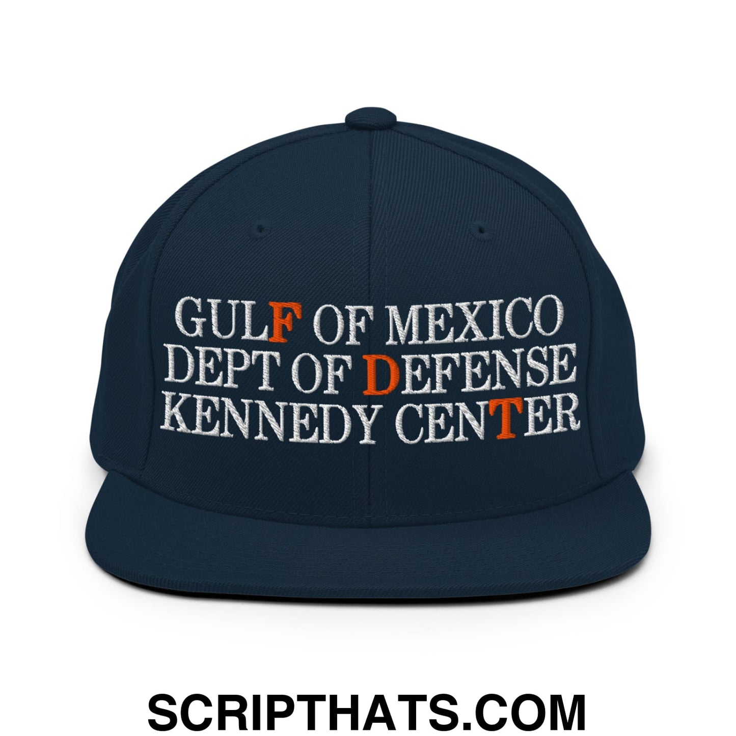 FDT Gulf of Mexico Dept of Defense Kennedy Center Embroidered Flat Bill Brim Snapback Hat Dark Navy