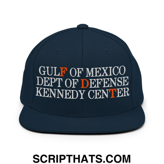FDT Gulf of Mexico Dept of Defense Kennedy Center Embroidered Flat Bill Brim Snapback Hat Dark Navy
