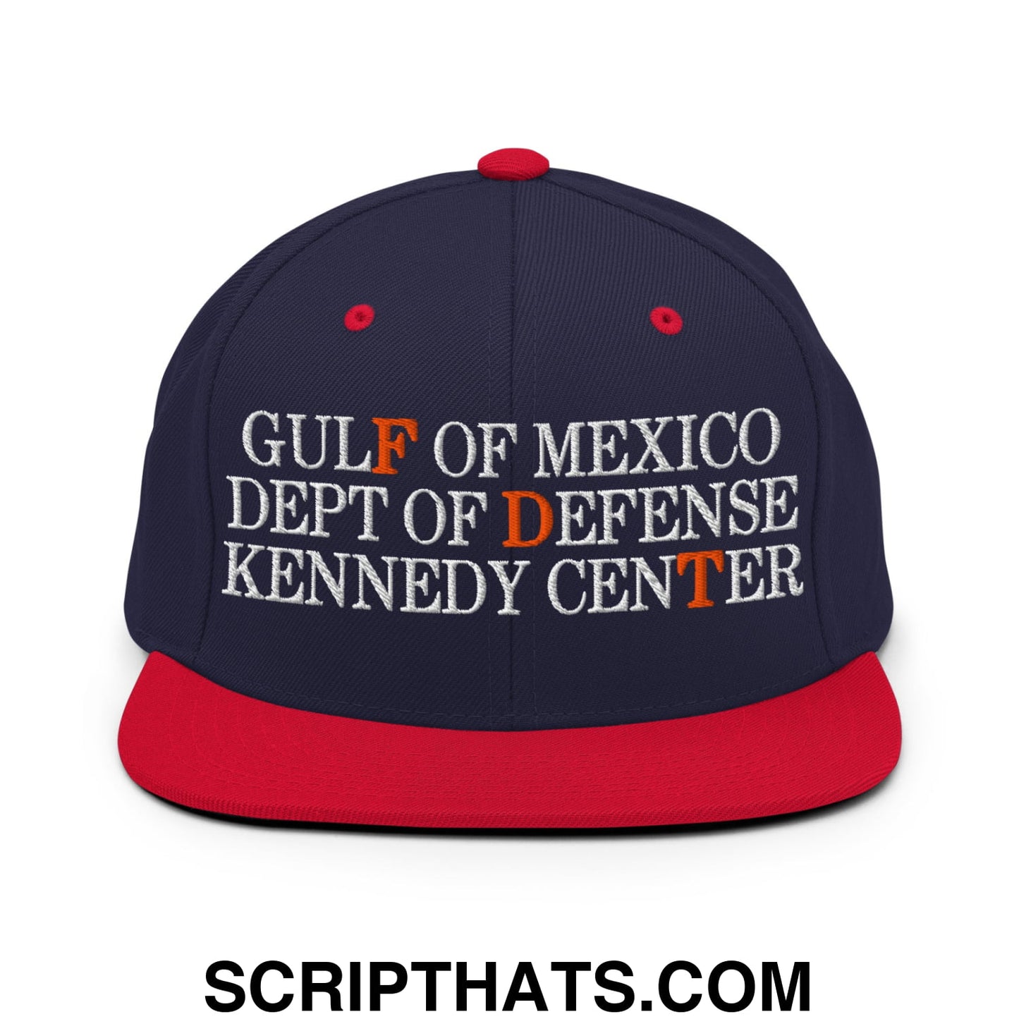 FDT Gulf of Mexico Dept of Defense Kennedy Center Embroidered Flat Bill Brim Snapback Hat Navy Red