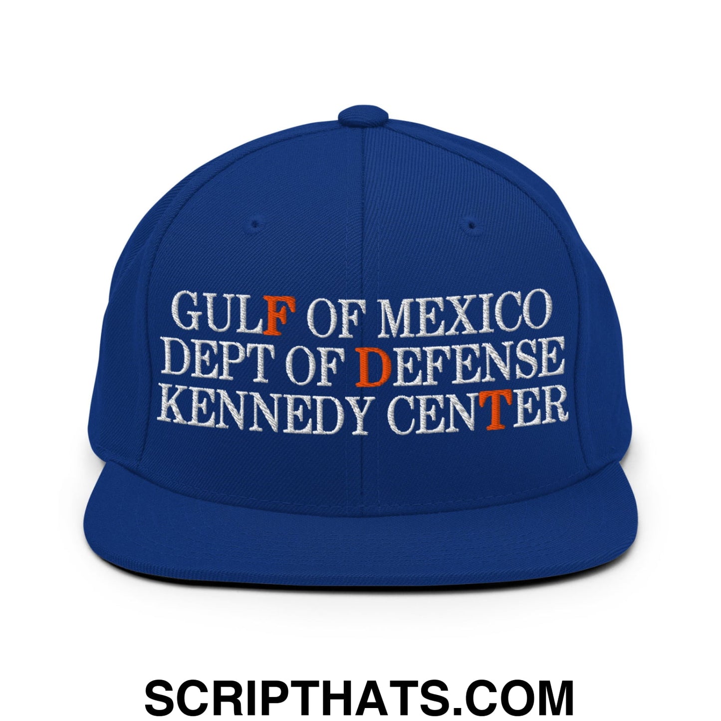 FDT Gulf of Mexico Dept of Defense Kennedy Center Embroidered Flat Bill Brim Snapback Hat Royal Blue