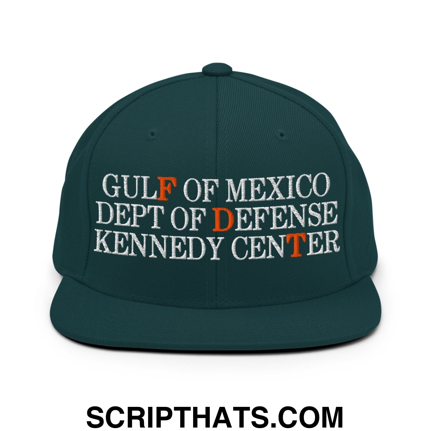 FDT Gulf of Mexico Dept of Defense Kennedy Center Embroidered Flat Bill Brim Snapback Hat Spruce