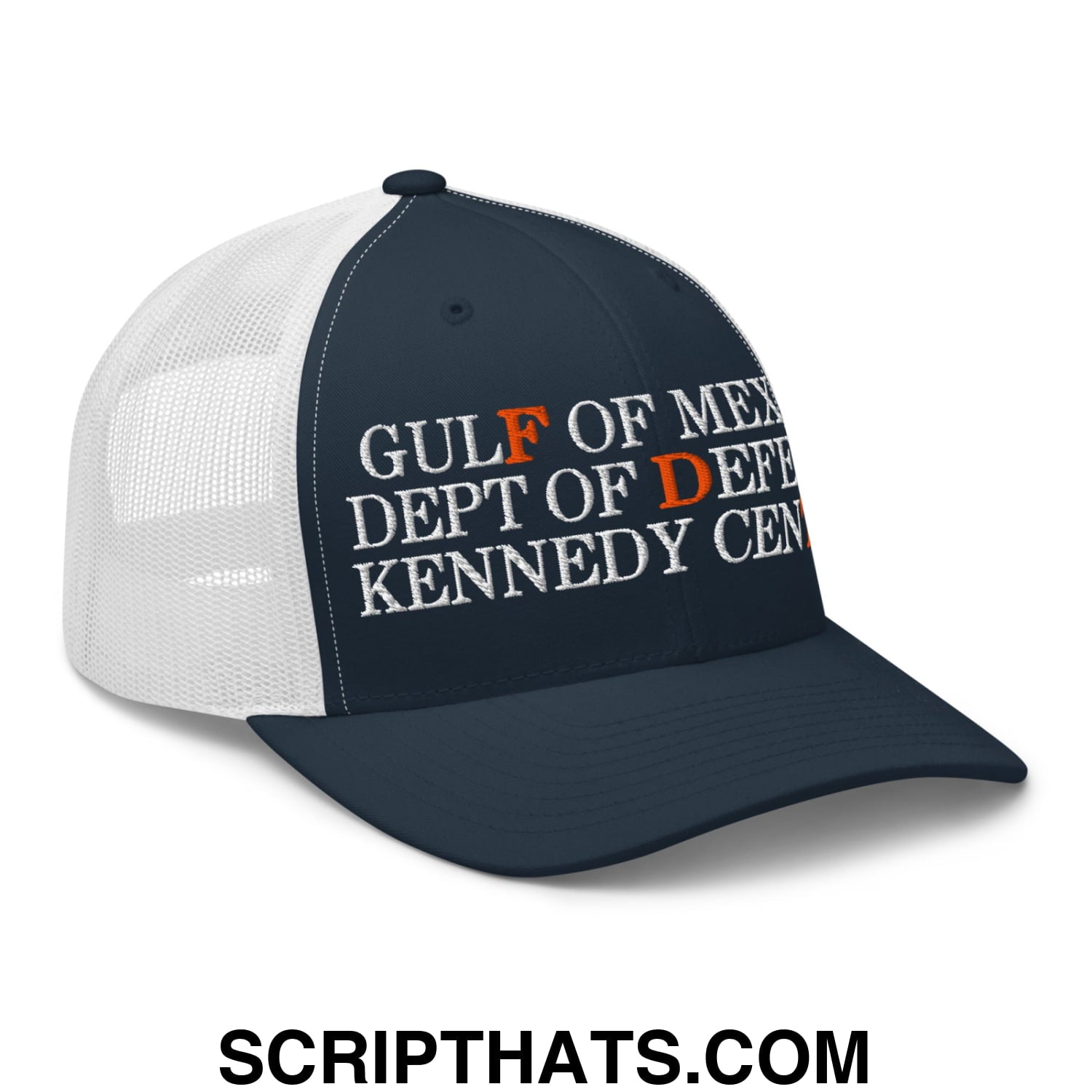 FDT Gulf of Mexico Dept of Defense Kennedy Center Embroidered Mesh Trucker Hat Navy White