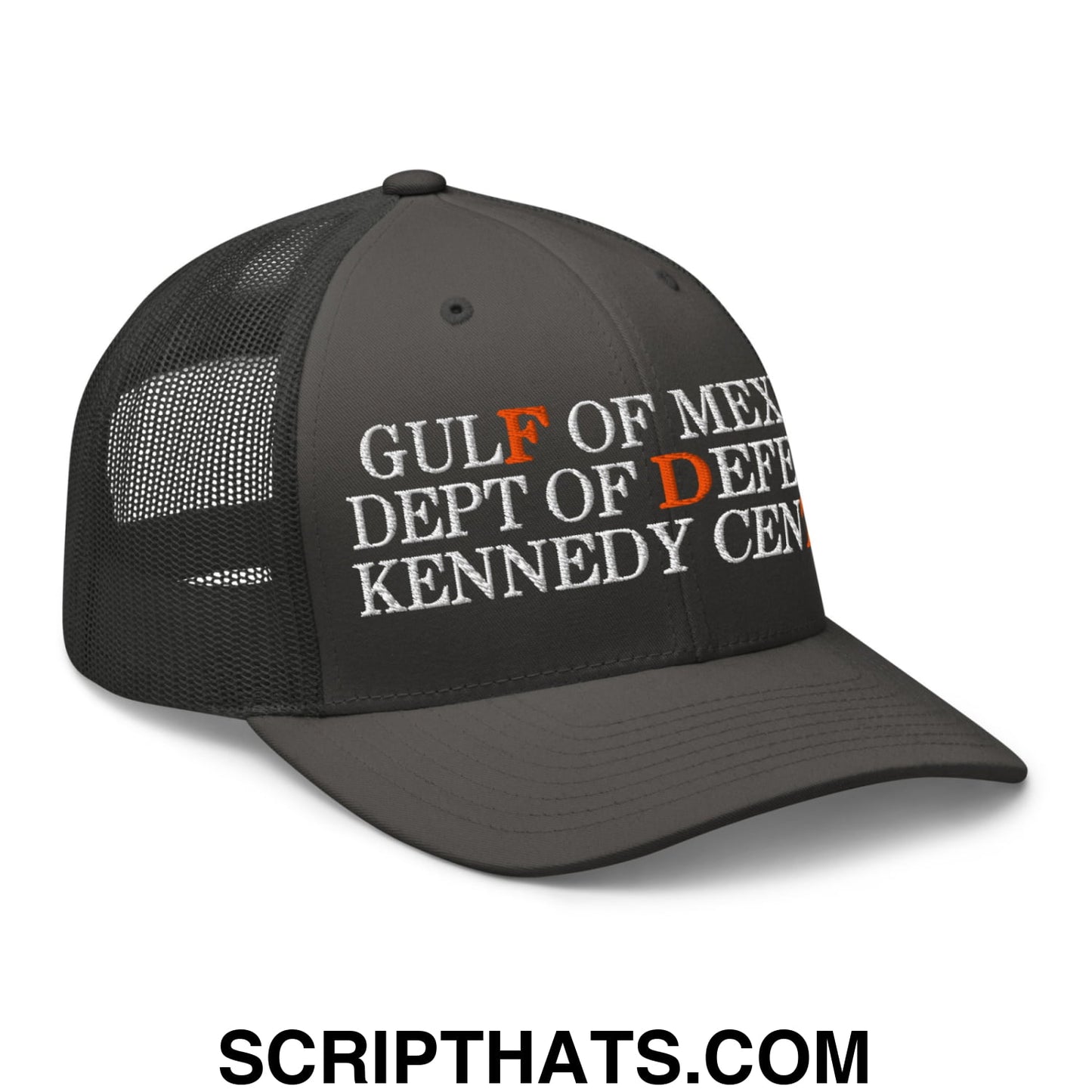 FDT Gulf of Mexico Dept of Defense Kennedy Center Embroidered Mesh Trucker Hat Charcoal