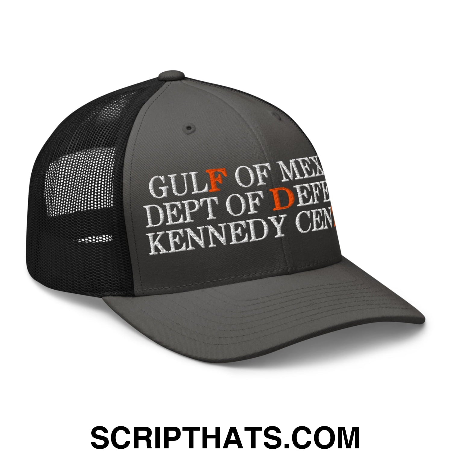 FDT Gulf of Mexico Dept of Defense Kennedy Center Embroidered Mesh Trucker Hat Charcoal Black
