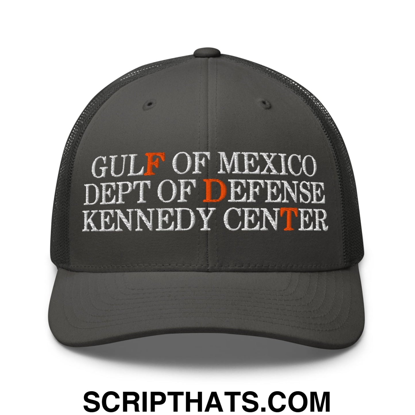 FDT Gulf of Mexico Dept of Defense Kennedy Center Embroidered Mesh Trucker Hat Charcoal