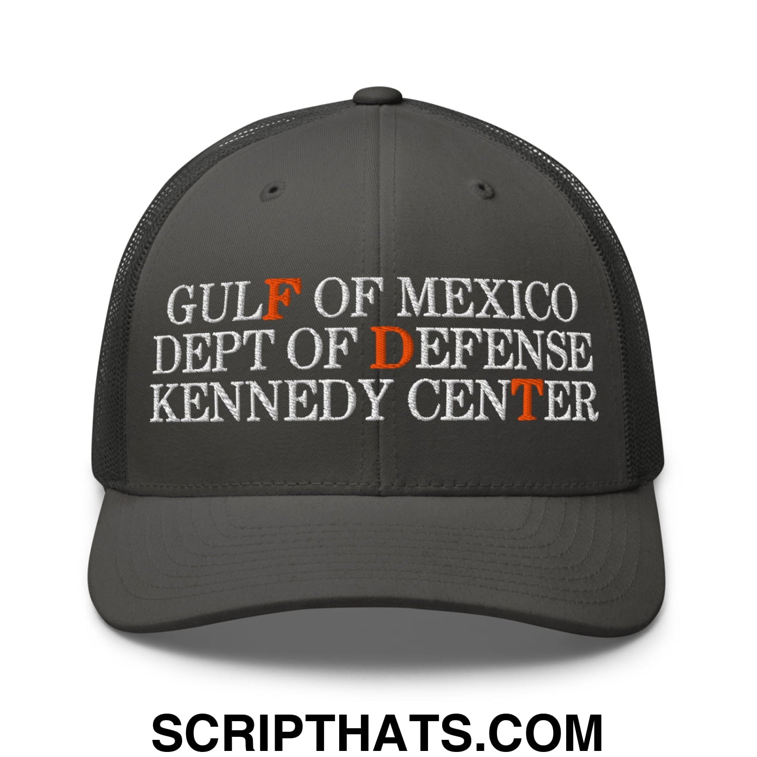FDT Gulf of Mexico Dept of Defense Kennedy Center Embroidered Mesh Trucker Hat Charcoal