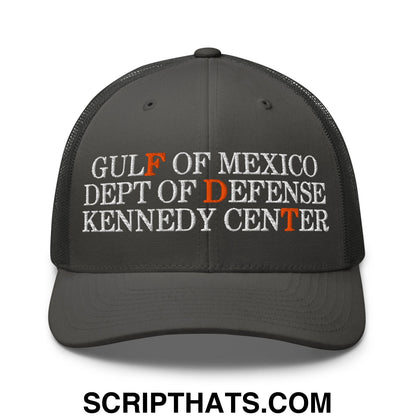 FDT Gulf of Mexico Dept of Defense Kennedy Center Embroidered Mesh Trucker Hat Charcoal
