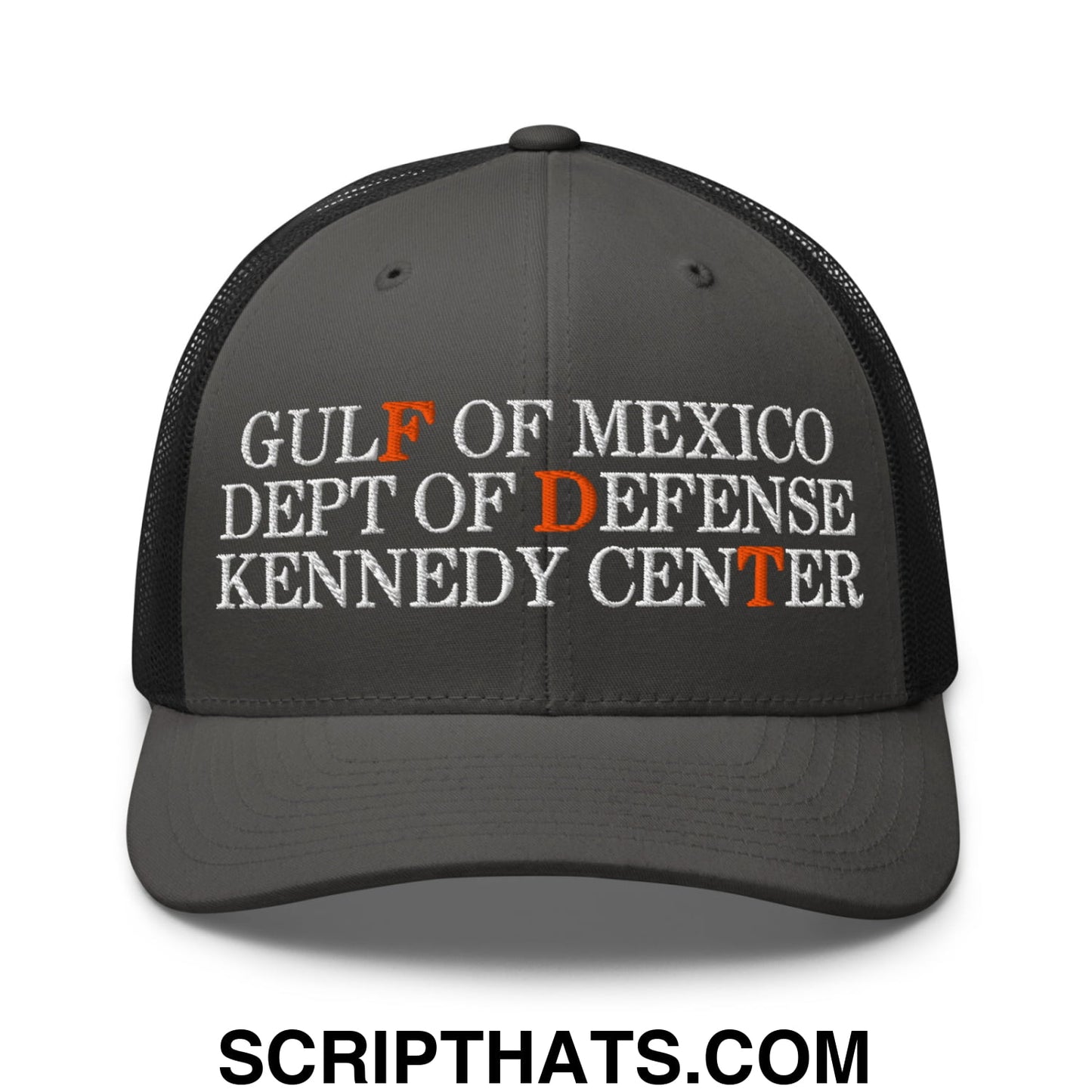 FDT Gulf of Mexico Dept of Defense Kennedy Center Embroidered Mesh Trucker Hat Charcoal Black
