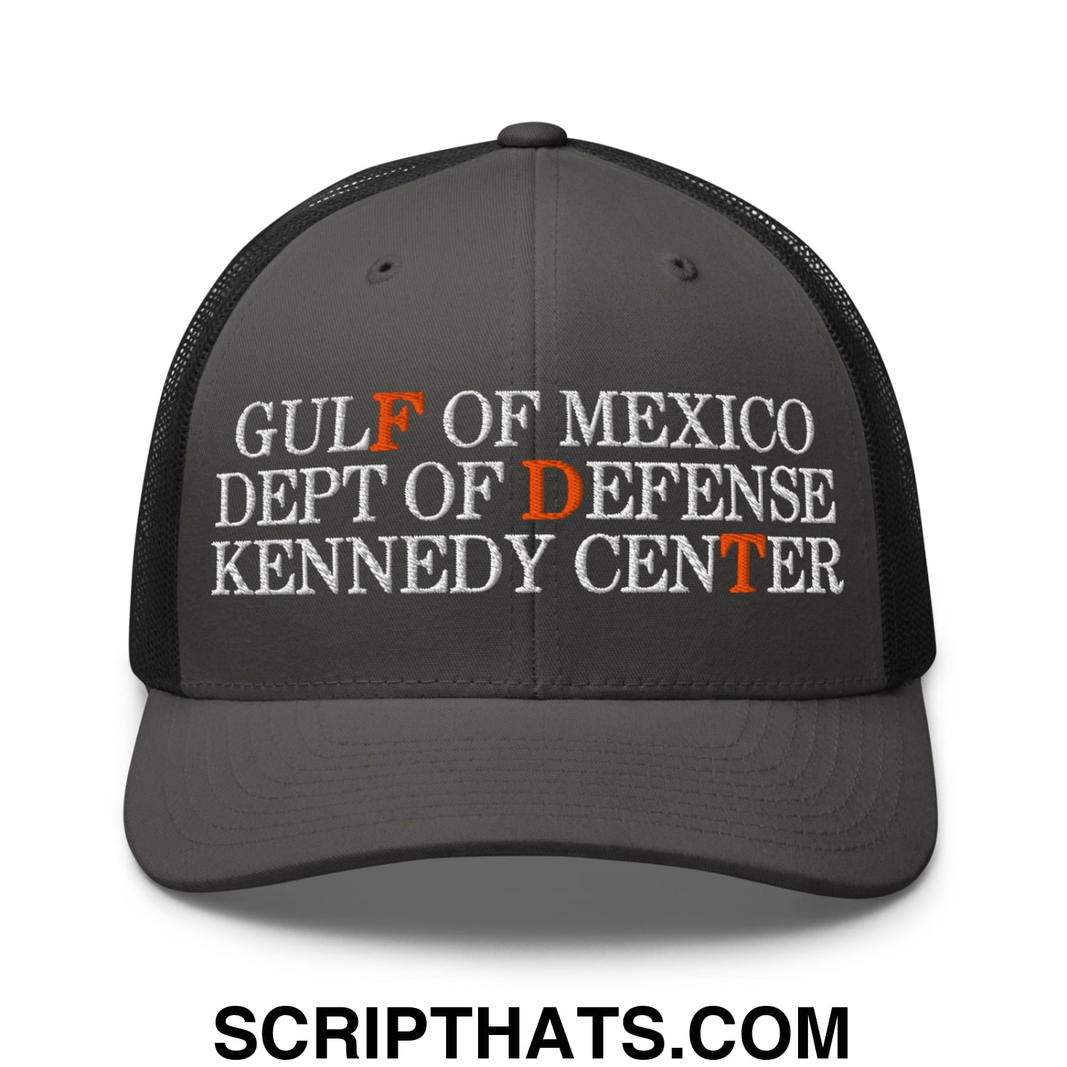 FDT Gulf of Mexico Dept of Defense Kennedy Center Embroidered Mesh Trucker Hat Charcoal Black