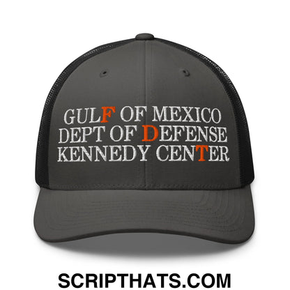 FDT Gulf of Mexico Dept of Defense Kennedy Center Embroidered Mesh Trucker Hat Charcoal Black