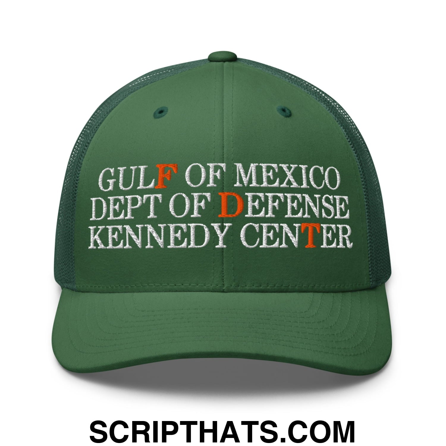 FDT Gulf of Mexico Dept of Defense Kennedy Center Embroidered Mesh Trucker Hat Evergreen