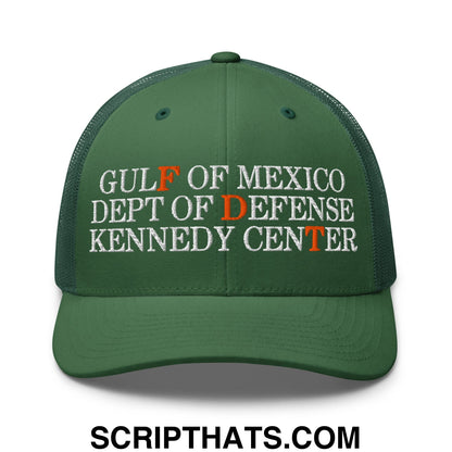 FDT Gulf of Mexico Dept of Defense Kennedy Center Embroidered Mesh Trucker Hat Evergreen