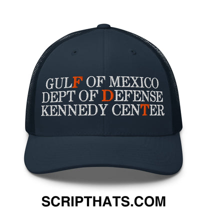 FDT Gulf of Mexico Dept of Defense Kennedy Center Embroidered Mesh Trucker Hat Navy