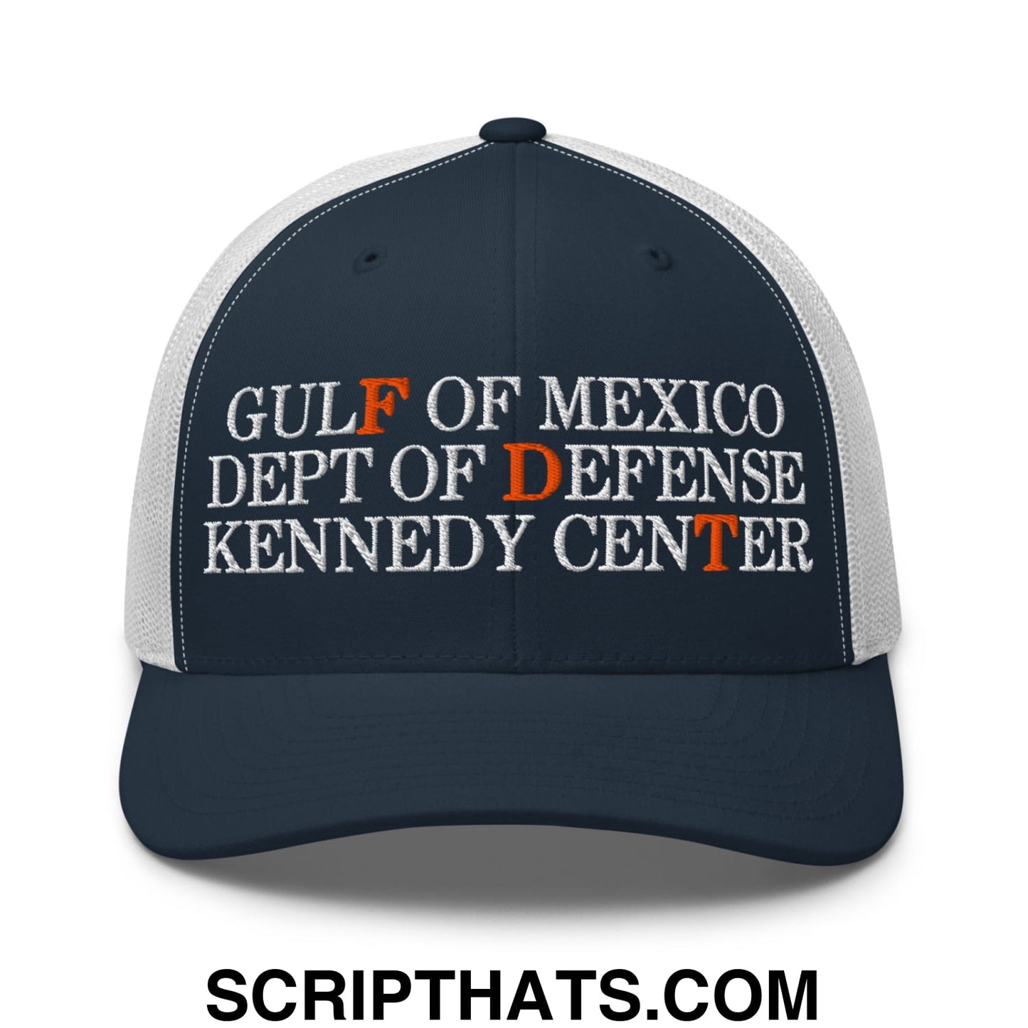 FDT Gulf of Mexico Dept of Defense Kennedy Center Embroidered Mesh Trucker Hat Navy White