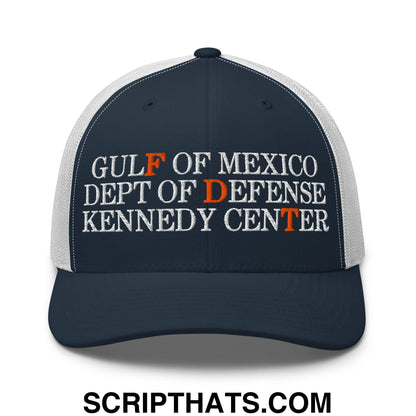 FDT Gulf of Mexico Dept of Defense Kennedy Center Embroidered Mesh Trucker Hat Navy White