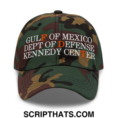 FDT Gulf of Mexico Dept of Defense Kennedy Center Embroidered Unstructured Dad Hat Green Camo