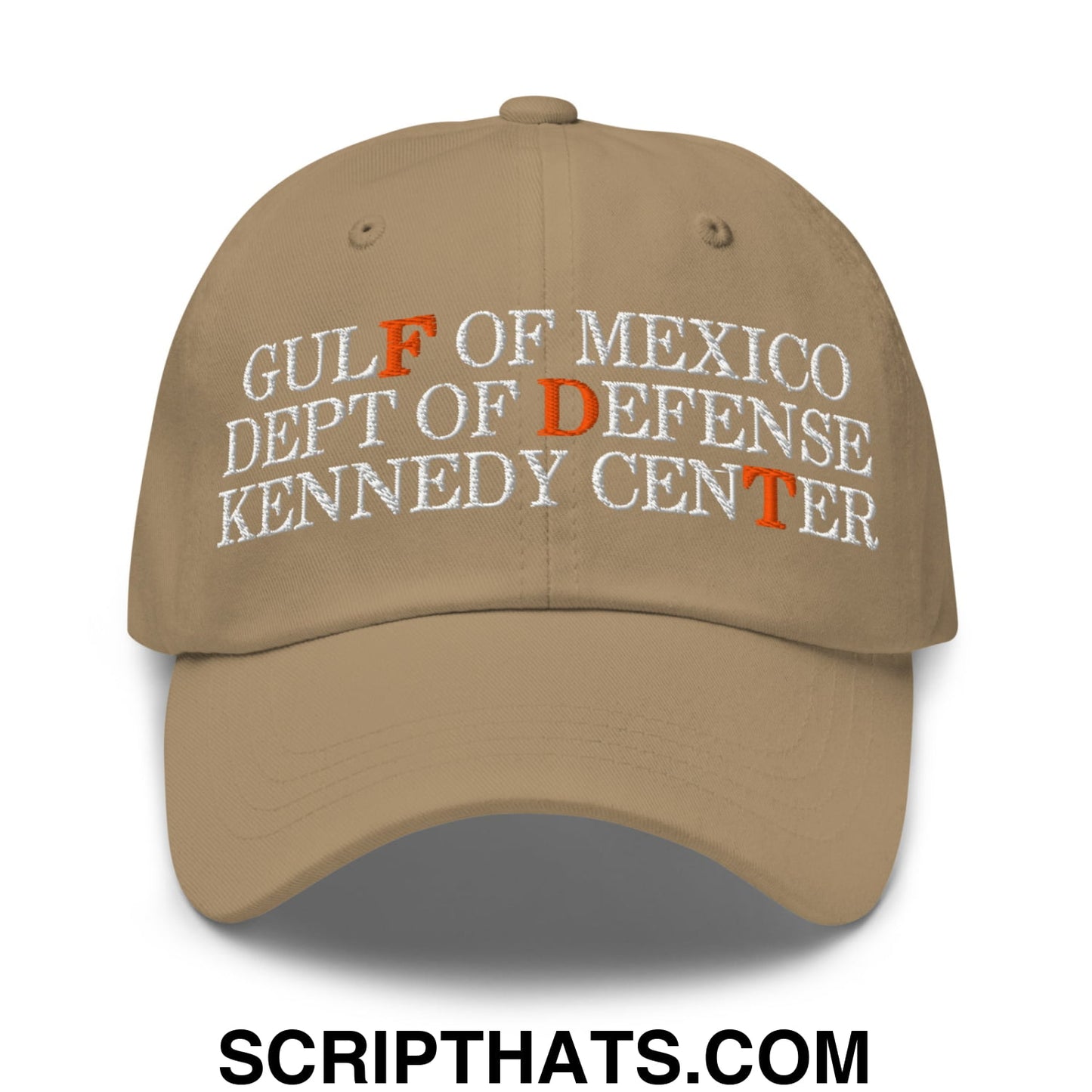 FDT Gulf of Mexico Dept of Defense Kennedy Center Embroidered Unstructured Dad Hat Khaki