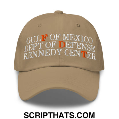 FDT Gulf of Mexico Dept of Defense Kennedy Center Embroidered Unstructured Dad Hat Khaki