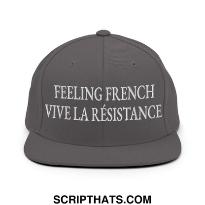 Feeling French Vive la Résistance Embroidered Flat Bill Brim Snapback Hat Dark Grey