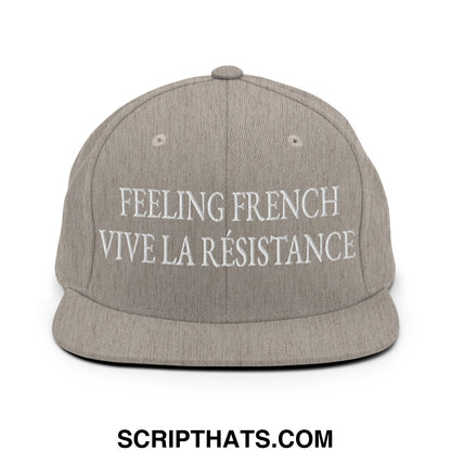 Feeling French Vive la Résistance Embroidered Flat Bill Brim Snapback Hat Heather Grey