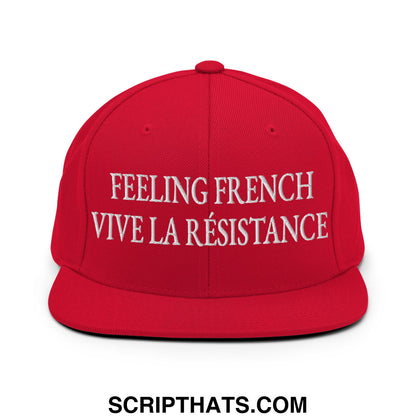 Feeling French Vive la Résistance Embroidered Flat Bill Brim Snapback Hat Red