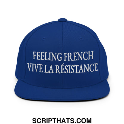 Feeling French Vive la Résistance Embroidered Flat Bill Brim Snapback Hat Royal Blue