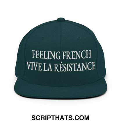 Feeling French Vive la Résistance Embroidered Flat Bill Brim Snapback Hat Spruce