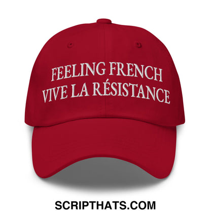 Feeling French Vive la Résistance Embroidered Unstructured Dad Hat Cranberry
