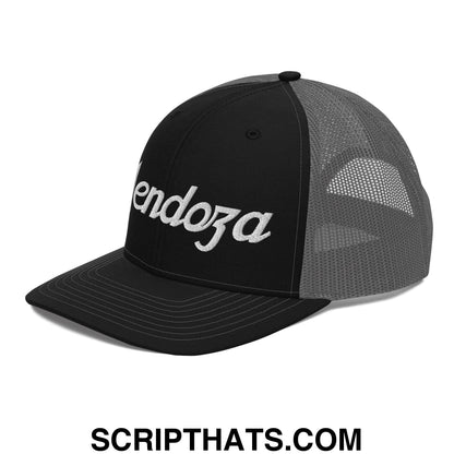 Fernando Mendoza 2026 Raiders Draft Day Vintage Sports Script Embroidered Classic Mesh Trucker Hat Black Charcoal