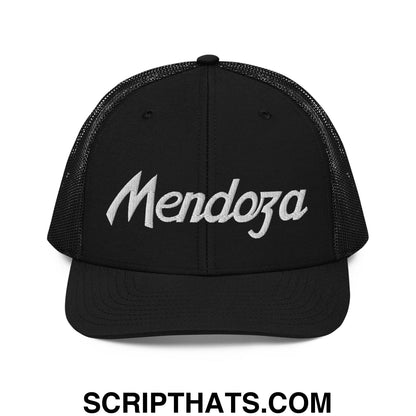Fernando Mendoza 2026 Raiders Draft Day Vintage Sports Script Embroidered Classic Mesh Trucker Hat Black