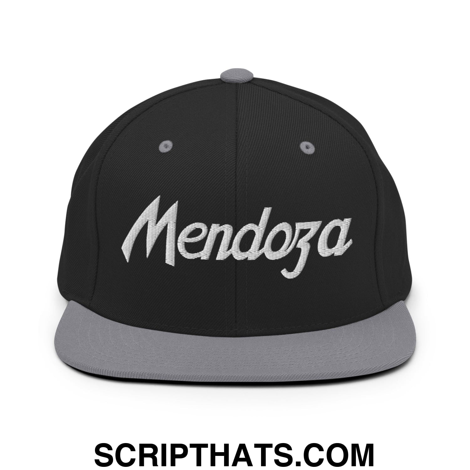 Fernando Mendoza 2026 Raiders Draft Day Vintage Sports Script Embroidered Flat Bill Brim Snapback Hat Black Silver