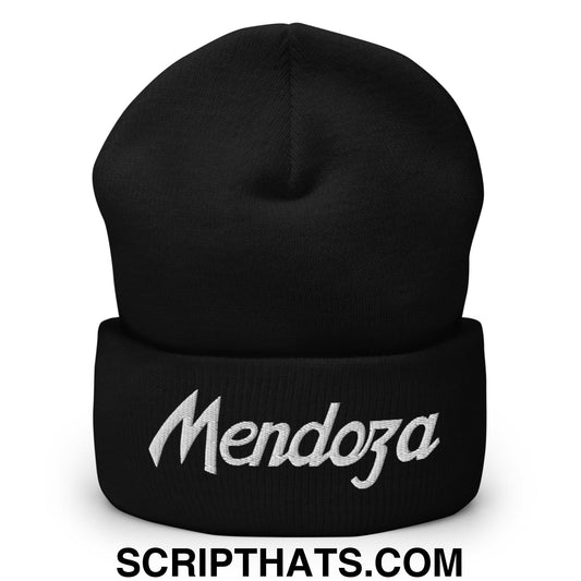 Fernando Mendoza 2026 Raiders Draft Day Vintage Sports Script Embroidered Knit Cuffed Beanie Black