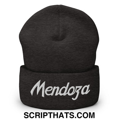 Fernando Mendoza 2026 Raiders Draft Day Vintage Sports Script Embroidered Knit Cuffed Beanie Dark Grey