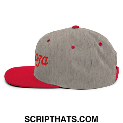 Fernando Mendoza Sports Script Football Embroidered Flat Bill Brim Snapback Hat Heather Grey Red