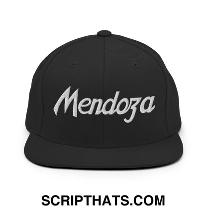 Fernando Mendoza Sports Script Football Embroidered Flat Bill Brim Snapback Hat Black