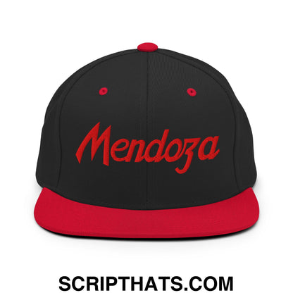 Fernando Mendoza Sports Script Football Embroidered Flat Bill Brim Snapback Hat Black Red