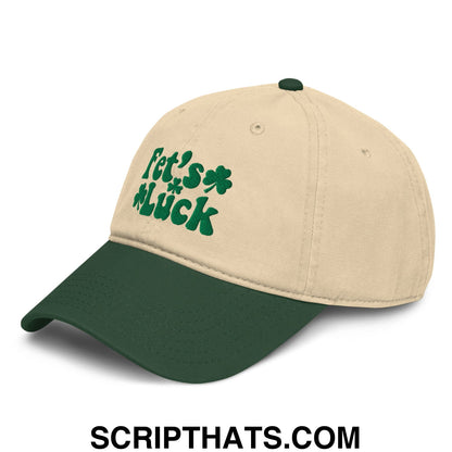 Fet's Luck St. Patrick's Day Embroidered Baseball Dad Hat Dark Green Khaki
