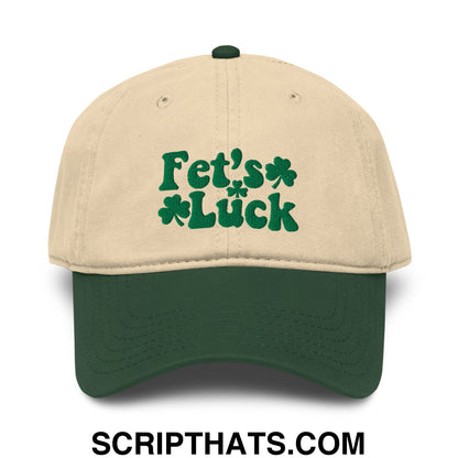 Fet's Luck St. Patrick's Day Embroidered Baseball Dad Hat Dark Green Khaki