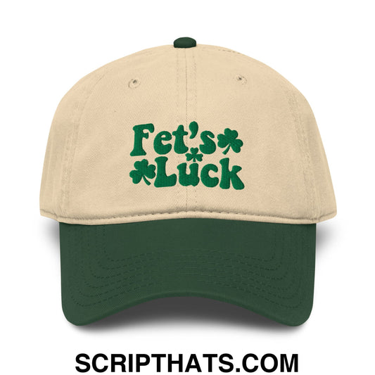 Fet's Luck St. Patrick's Day Embroidered Baseball Dad Hat Dark Green Khaki