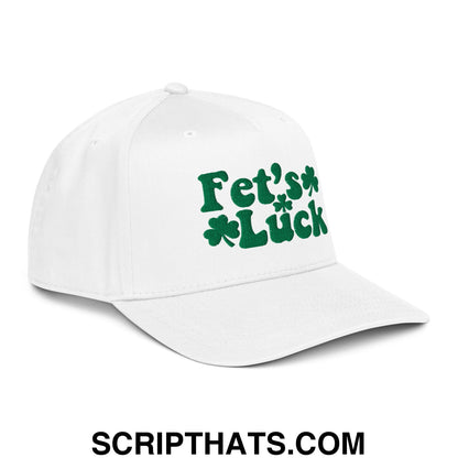 Fet's Luck St. Patrick's Day Embroidered Baseball Snapback Hat White