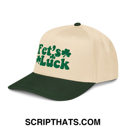 Fet's Luck St. Patrick's Day Embroidered Baseball Snapback Hat Dark Green Natural