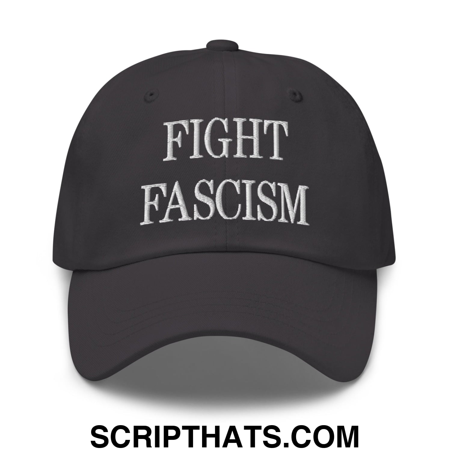Fight Fascism Embroidered Unstructured Dad Hat Dark Grey