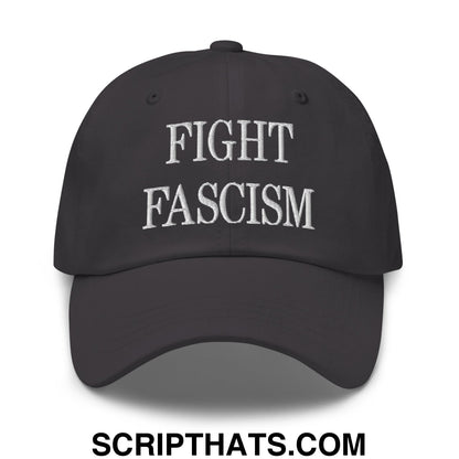 Fight Fascism Embroidered Unstructured Dad Hat Dark Grey