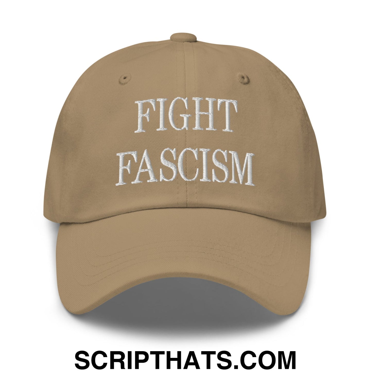 Fight Fascism Embroidered Unstructured Dad Hat Khaki