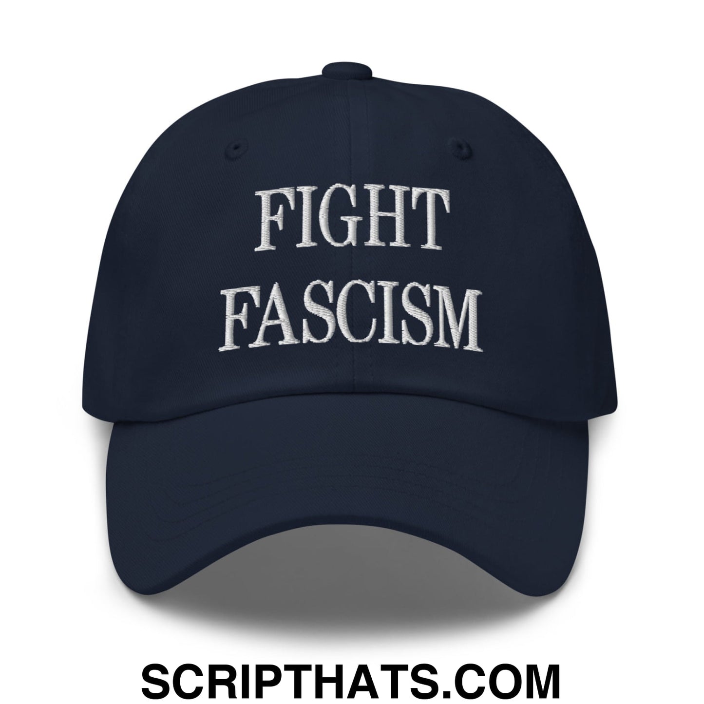 Fight Fascism Embroidered Unstructured Dad Hat Navy