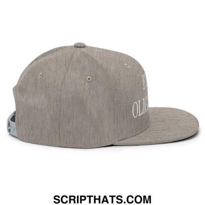 Fight Oligarchy Embroidered Flat Bill Brim Snapback Hat Heather Grey