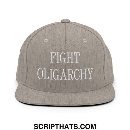 Fight Oligarchy Embroidered Flat Bill Brim Snapback Hat Heather Grey