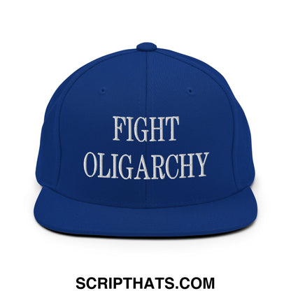 Fight Oligarchy Embroidered Flat Bill Brim Snapback Hat Royal Blue